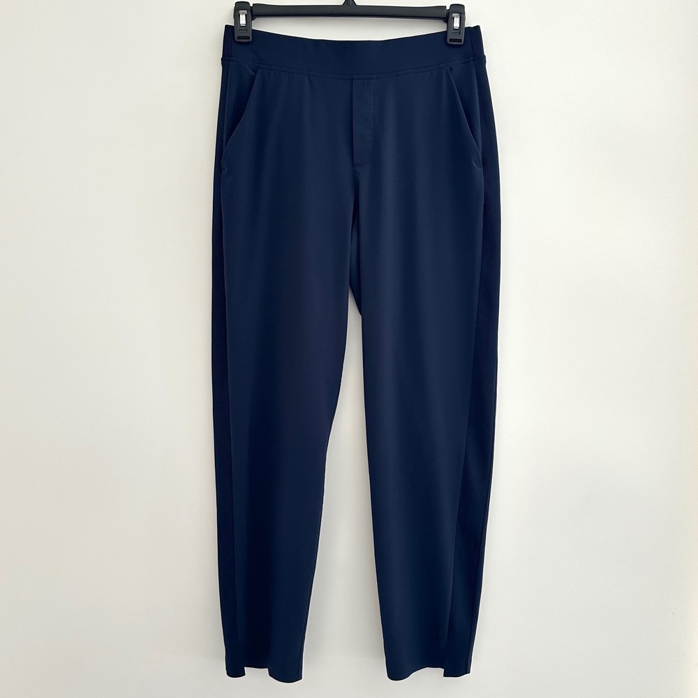 Athleta Brooklyn Ankle Pants Womens 10 Tall Navy Blue Stretch Pull On Athletic